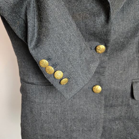 J. Crew Schoolboy Blazer Jacket Wool Suit Coat Gray Gold Buttons Academia 2 VTG - Picture 3 of 6